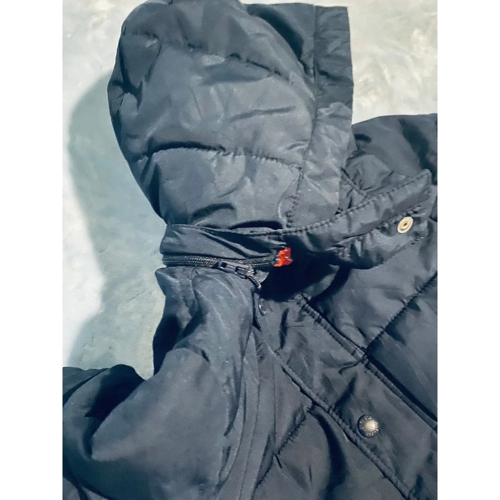 Baby Gap Toddler Boys Navy Blue Orange Fleece Lined Puffer Jacket Hooded 2T Coat